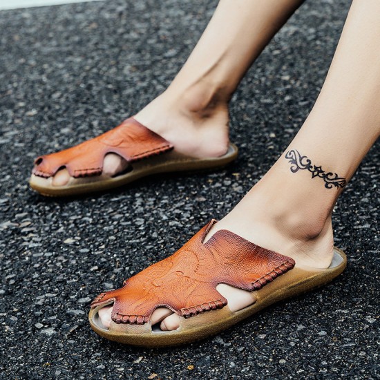 Men Non Slip Hand Stitching Splicing Large Size Soft Sole Casual Slippers Men Non Slip Hand Stitching Splicing Large Size Soft Sole Casual Slippers