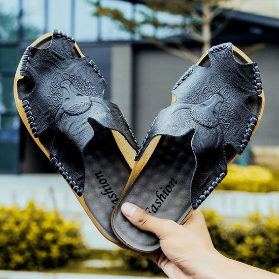 Men Non Slip Hand Stitching Splicing Large Size Soft Sole Casual Slippers Men Non Slip Hand Stitching Splicing Large Size Soft Sole Casual Slippers