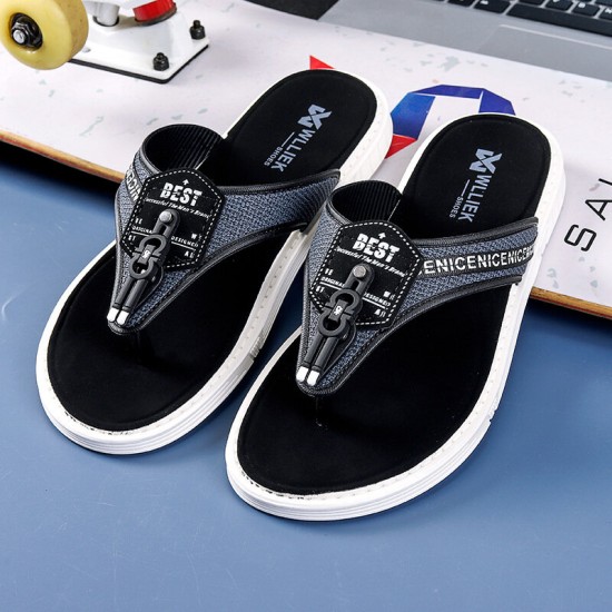 Men Casual Outdoor Denim Fabric Slip On Beach Flip Flop Slippers Men Casual Outdoor Denim Fabric Slip On Beach Flip Flop Slippers