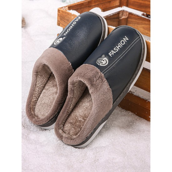 Men Warm Lined Stitching Slip-On Backless Soft Casual Slippers Men Warm Lined Stitching Slip-On Backless Soft Casual Slippers