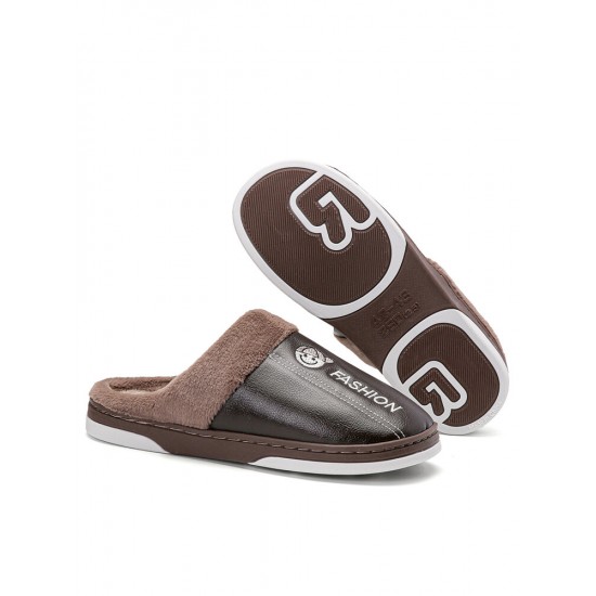 Men Warm Lined Stitching Slip-On Backless Soft Casual Slippers Men Warm Lined Stitching Slip-On Backless Soft Casual Slippers