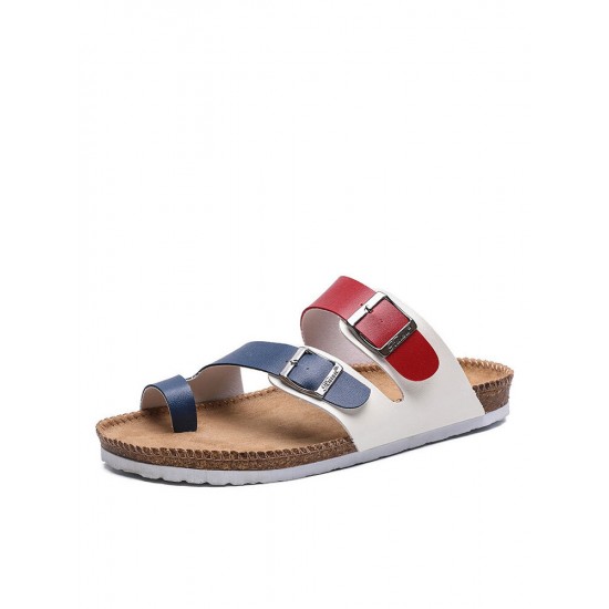 Men Metal Design Color Block Comfy Cork Bottom Thumb Slippers Men Metal Design Color Block Comfy Cork Bottom Thumb Slippers