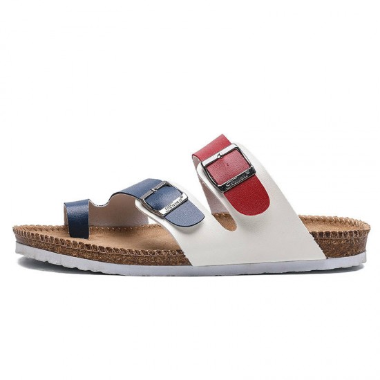 Men Metal Design Color Block Comfy Cork Bottom Thumb Slippers Men Metal Design Color Block Comfy Cork Bottom Thumb Slippers