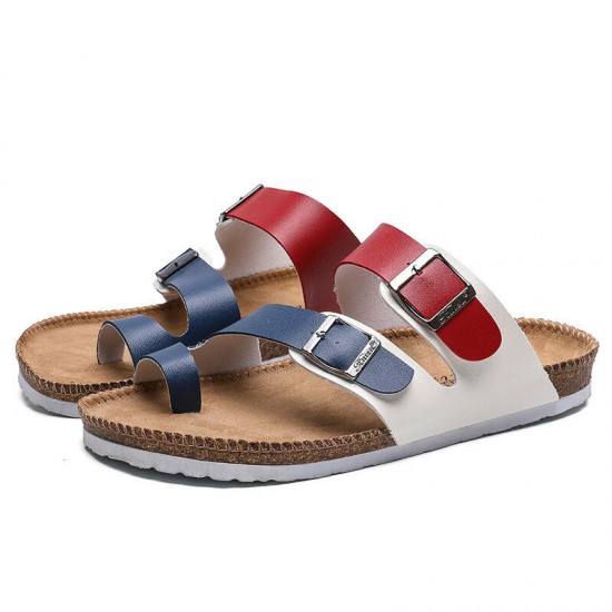 Men Metal Design Color Block Comfy Cork Bottom Thumb Slippers Men Metal Design Color Block Comfy Cork Bottom Thumb Slippers