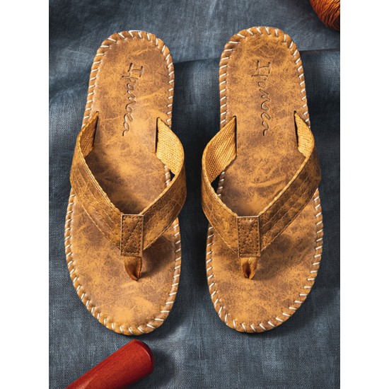 Men PU Stitching Clip Toes Beach Casual Flip Flops Men PU Stitching Clip Toes Beach Casual Flip Flops