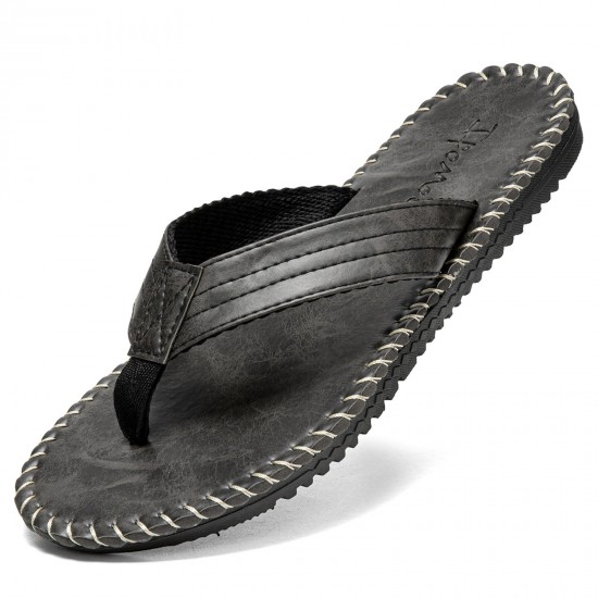 Men PU Stitching Clip Toes Beach Casual Flip Flops Men PU Stitching Clip Toes Beach Casual Flip Flops