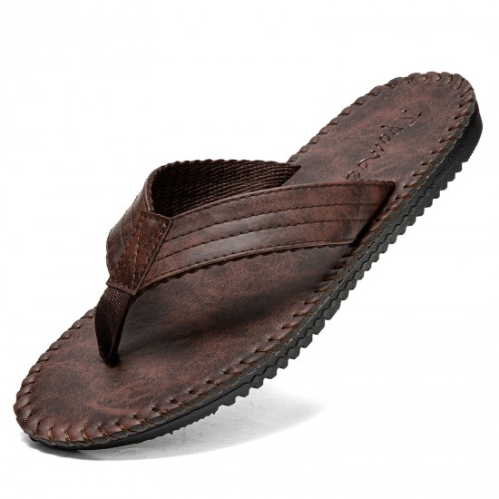 Men PU Stitching Clip Toes Beach Casual Flip Flops Men PU Stitching Clip Toes Beach Casual Flip Flops