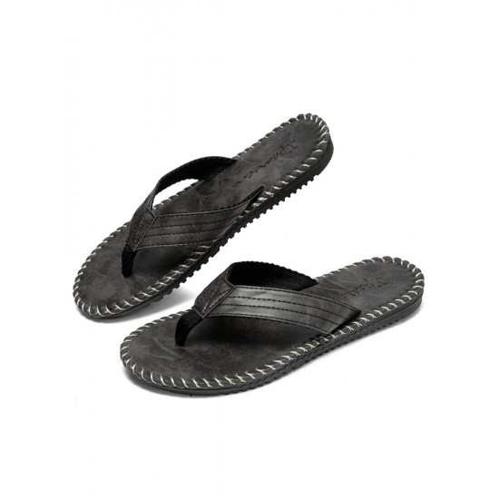 Men PU Stitching Clip Toes Beach Casual Flip Flops Men PU Stitching Clip Toes Beach Casual Flip Flops