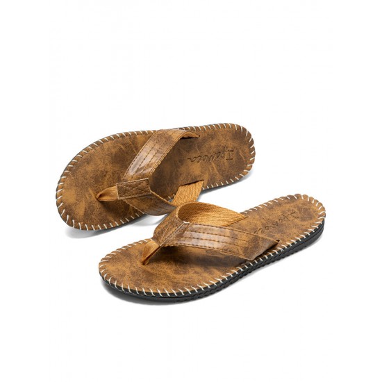 Men PU Stitching Clip Toes Beach Casual Flip Flops Men PU Stitching Clip Toes Beach Casual Flip Flops