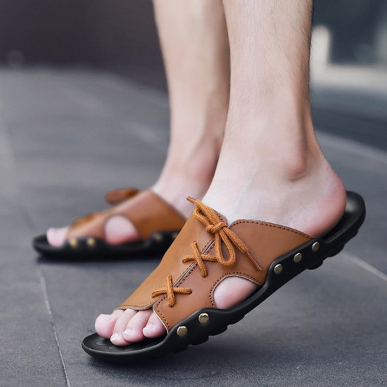 Seasonal Strap Slippers British Breathable Beach Slippers Casual Slip Fashion Men\'s Shoes Seasonal Strap Slippers British Breathable Beach Slippers Casual Slip Fashion Men\'s Shoes