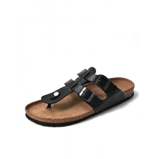 Men Casual Backless Comfy Cork Bottom Clip Toe Slippers Men Casual Backless Comfy Cork Bottom Clip Toe Slippers