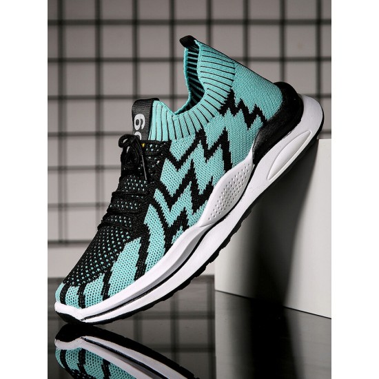 Men Breathable Knitted Fabric Lace Up Running Sports Casual Shoes Men Breathable Knitted Fabric Lace Up Running Sports Casual Shoes