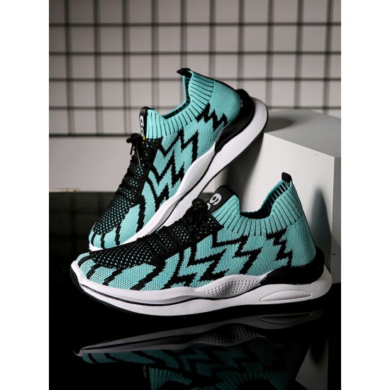 Men Breathable Knitted Fabric Lace Up Running Sports Casual Shoes Men Breathable Knitted Fabric Lace Up Running Sports Casual Shoes