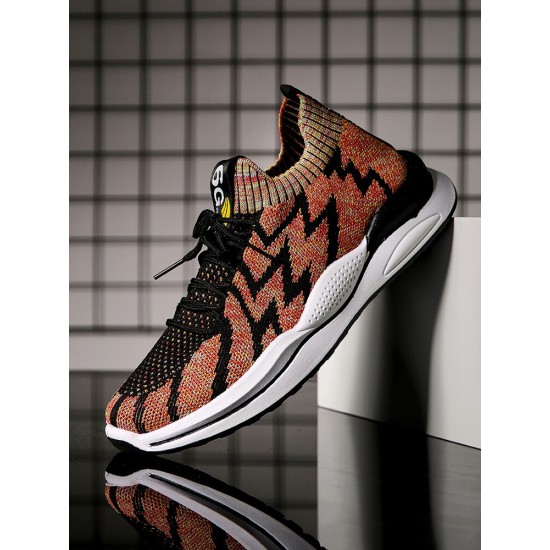 Men Breathable Knitted Fabric Lace Up Running Sports Casual Shoes Men Breathable Knitted Fabric Lace Up Running Sports Casual Shoes