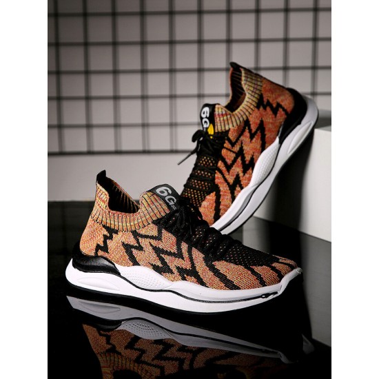 Men Breathable Knitted Fabric Lace Up Running Sports Casual Shoes Men Breathable Knitted Fabric Lace Up Running Sports Casual Shoes