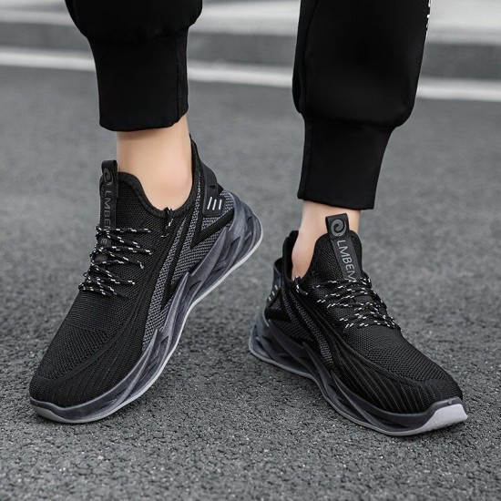 Men Knitted Fabric Breathable Non Slip Athletic Running Walking Blade Type Sneakers Men Knitted Fabric Breathable Non Slip Athletic Running Walking Blade Type Sneakers