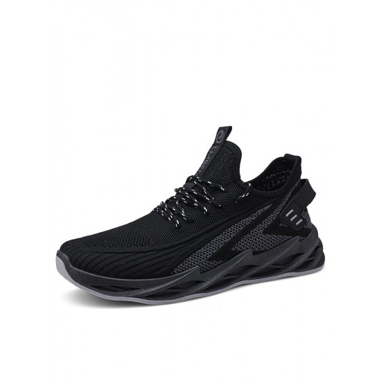 Men Knitted Fabric Breathable Non Slip Athletic Running Walking Blade Type Sneakers Men Knitted Fabric Breathable Non Slip Athletic Running Walking Blade Type Sneakers