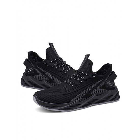 Men Knitted Fabric Breathable Non Slip Athletic Running Walking Blade Type Sneakers Men Knitted Fabric Breathable Non Slip Athletic Running Walking Blade Type Sneakers