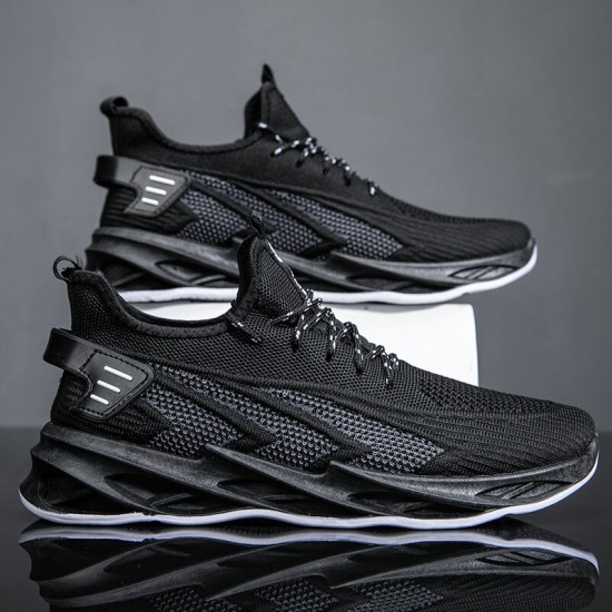 Men Knitted Fabric Breathable Non Slip Athletic Running Walking Blade Type Sneakers Men Knitted Fabric Breathable Non Slip Athletic Running Walking Blade Type Sneakers