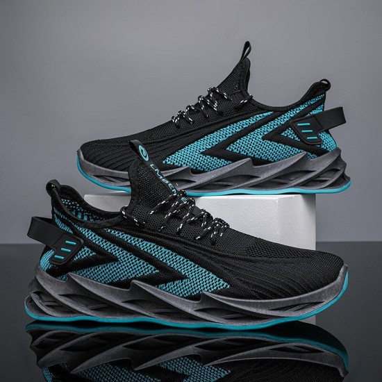 Men Knitted Fabric Breathable Non Slip Athletic Running Walking Blade Type Sneakers Men Knitted Fabric Breathable Non Slip Athletic Running Walking Blade Type Sneakers