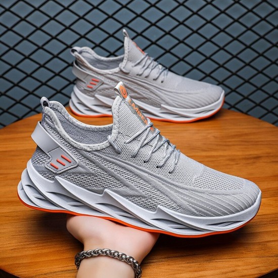 Men Knitted Fabric Breathable Non Slip Athletic Running Walking Blade Type Sneakers Men Knitted Fabric Breathable Non Slip Athletic Running Walking Blade Type Sneakers