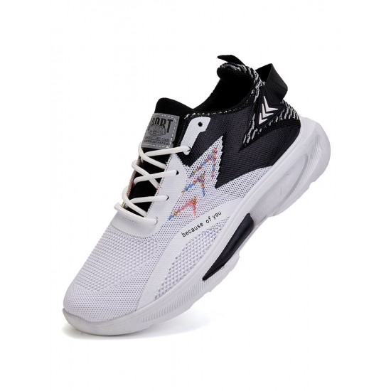 Men Knitted Fabric Breathable Lightweight Lace Up Sport Running Sneakers Men Knitted Fabric Breathable Lightweight Lace Up Sport Running Sneakers
