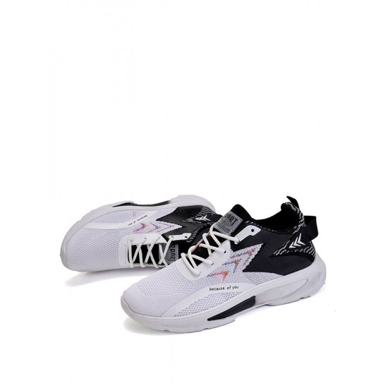 Men Knitted Fabric Breathable Lightweight Lace Up Sport Running Sneakers Men Knitted Fabric Breathable Lightweight Lace Up Sport Running Sneakers