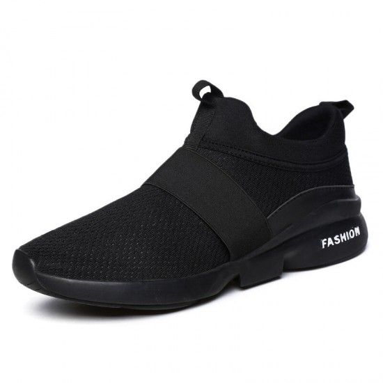 Men Elastic Band Portable Slip On Running Shoes Light Casual Sneakers Men Elastic Band Portable Slip On Running Shoes Light Casual Sneakers