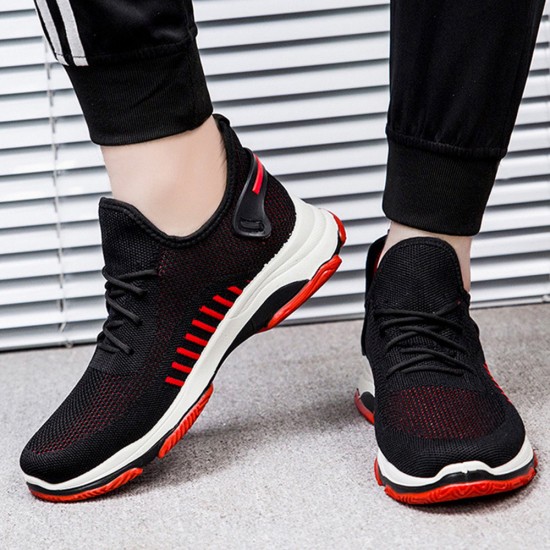 Men Knitted Fabric Breathable Lace Up Soft Comfy Sports Running Sneakers Men Knitted Fabric Breathable Lace Up Soft Comfy Sports Running Sneakers