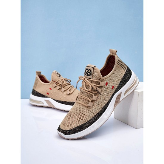 Men Knitted Fabric Air-cushion Sole Shock Absorption Running Sneakers Men Knitted Fabric Air-cushion Sole Shock Absorption Running Sneakers