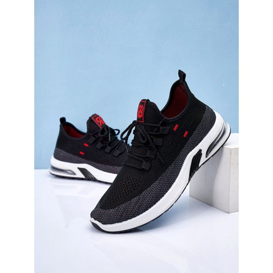 Men Knitted Fabric Air-cushion Sole Shock Absorption Running Sneakers Men Knitted Fabric Air-cushion Sole Shock Absorption Running Sneakers