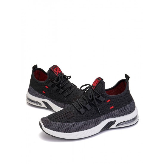 Men Knitted Fabric Air-cushion Sole Shock Absorption Running Sneakers Men Knitted Fabric Air-cushion Sole Shock Absorption Running Sneakers