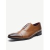 Men Retro Leather Cap Toe Non-slip Business Casual Formal Dress Shoes