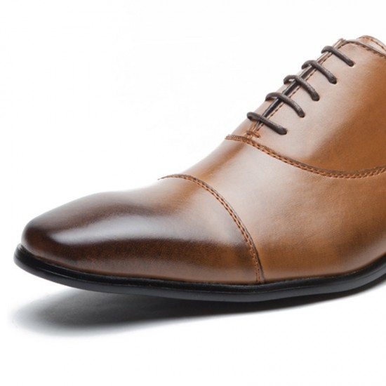 Men Retro Leather Cap Toe Non-slip Business Casual Formal Dress Shoes Men Retro Leather Cap Toe Non-slip Business Casual Formal Dress Shoes