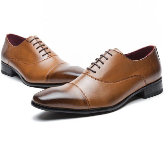 Men Retro Leather Cap Toe Non-slip Business Casual Formal Dress Shoes Men Retro Leather Cap Toe Non-slip Business Casual Formal Dress Shoes