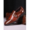 Men Leather Splicing Metal Buckle Non-slip Slip-ons Formal Shoes