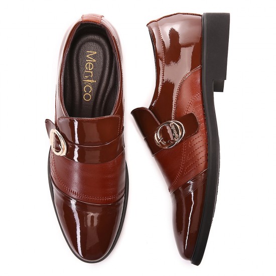 Men Leather Splicing Metal Buckle Non-slip Slip-ons Formal Shoes Men Leather Splicing Metal Buckle Non-slip Slip-ons Formal Shoes