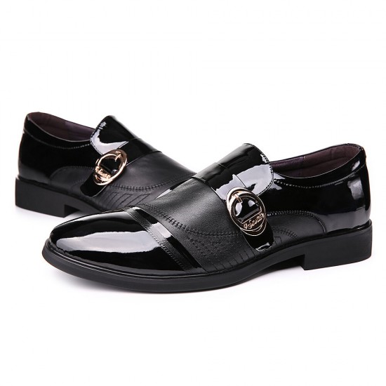 Men Leather Splicing Metal Buckle Non-slip Slip-ons Formal Shoes Men Leather Splicing Metal Buckle Non-slip Slip-ons Formal Shoes