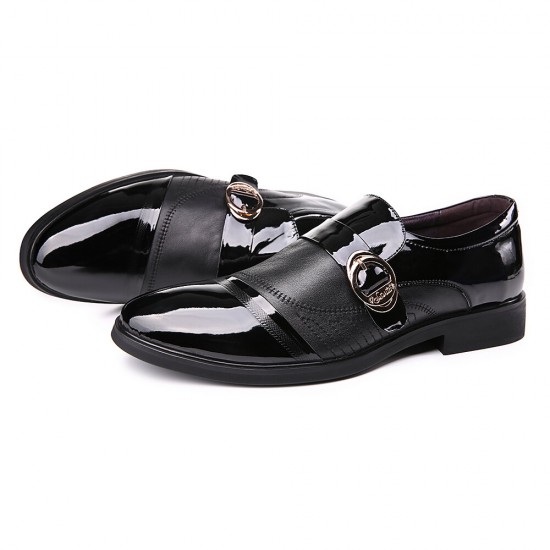 Men Leather Splicing Metal Buckle Non-slip Slip-ons Formal Shoes Men Leather Splicing Metal Buckle Non-slip Slip-ons Formal Shoes