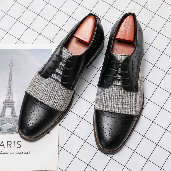 Men Stylish Brogue Cap Toe Derby Shoes Lace Business Formal Dress Shoes Men Stylish Brogue Cap Toe Derby Shoes Lace Business Formal Dress Shoes