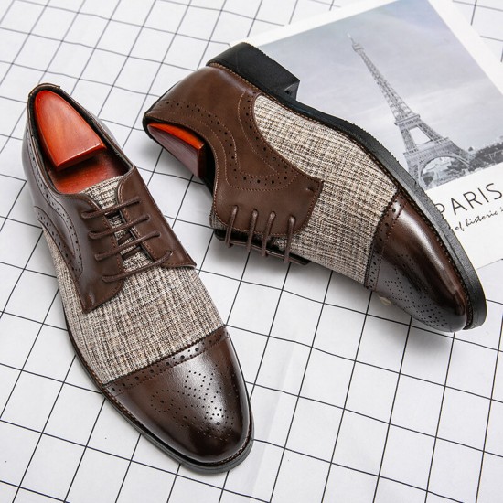 Men Stylish Brogue Cap Toe Derby Shoes Lace Business Formal Dress Shoes Men Stylish Brogue Cap Toe Derby Shoes Lace Business Formal Dress Shoes