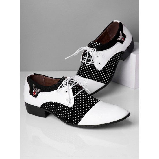 Men Vintage Color Blocking Pointed Toe Business Casual Dress Shoes Men Vintage Color Blocking Pointed Toe Business Casual Dress Shoes