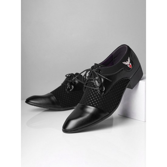 Men Vintage Color Blocking Pointed Toe Business Casual Dress Shoes Men Vintage Color Blocking Pointed Toe Business Casual Dress Shoes