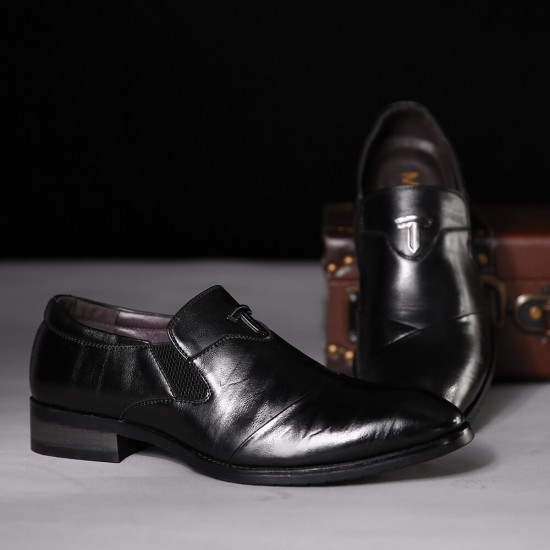 Men Leather Splicing Non-slip Soft Sole Slip On Business Formal Shoes Men Leather Splicing Non-slip Soft Sole Slip On Business Formal Shoes