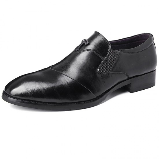 Men Leather Splicing Non-slip Soft Sole Slip On Business Formal Shoes Men Leather Splicing Non-slip Soft Sole Slip On Business Formal Shoes