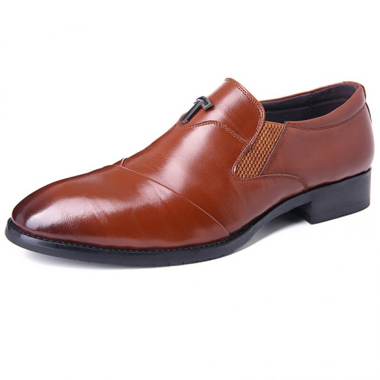 Men Leather Splicing Non-slip Soft Sole Slip On Business Formal Shoes Men Leather Splicing Non-slip Soft Sole Slip On Business Formal Shoes