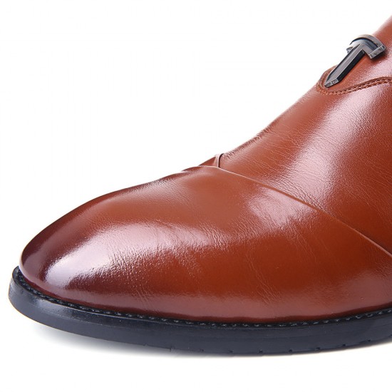 Men Leather Splicing Non-slip Soft Sole Slip On Business Formal Shoes Men Leather Splicing Non-slip Soft Sole Slip On Business Formal Shoes