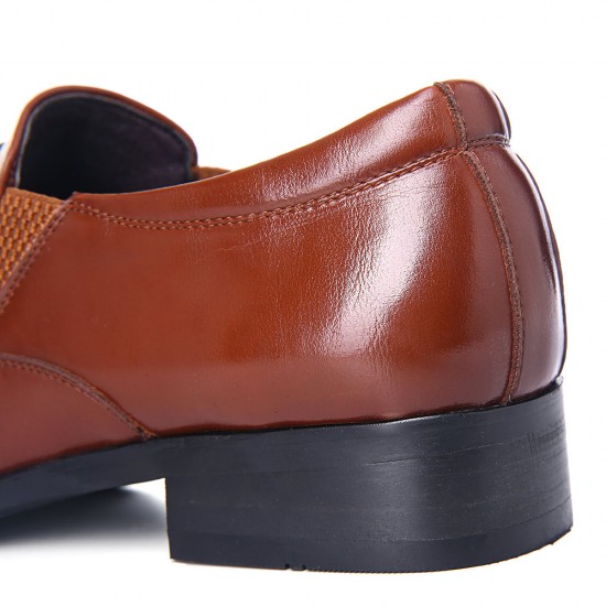 Men Leather Splicing Non-slip Soft Sole Slip On Business Formal Shoes Men Leather Splicing Non-slip Soft Sole Slip On Business Formal Shoes
