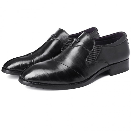 Men Leather Splicing Non-slip Soft Sole Slip On Business Formal Shoes Men Leather Splicing Non-slip Soft Sole Slip On Business Formal Shoes