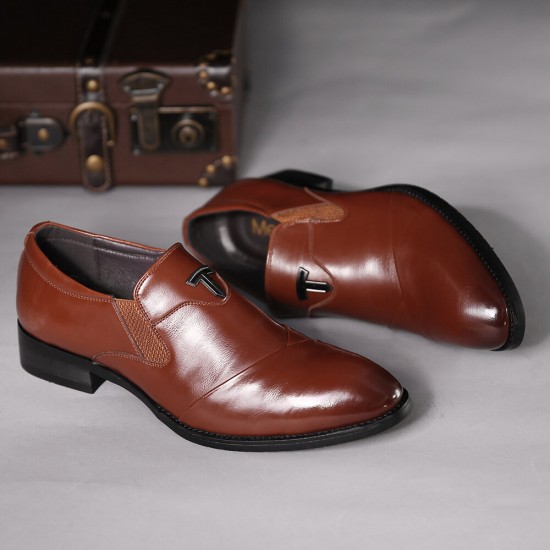 Men Leather Splicing Non-slip Soft Sole Slip On Business Formal Shoes Men Leather Splicing Non-slip Soft Sole Slip On Business Formal Shoes